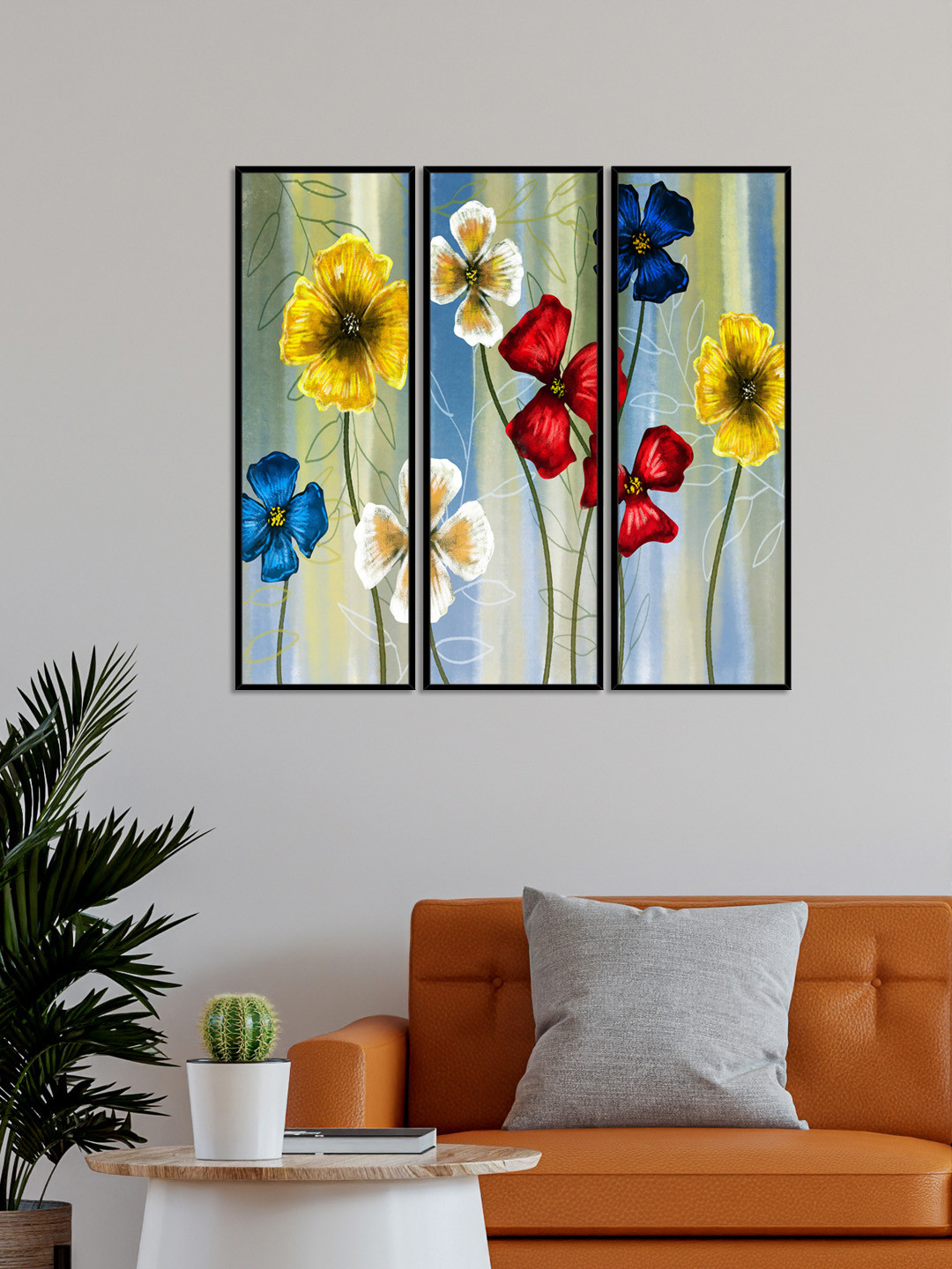999Store Set Of 3 Blooming Poppy Flower Framed Wall Art Paintings