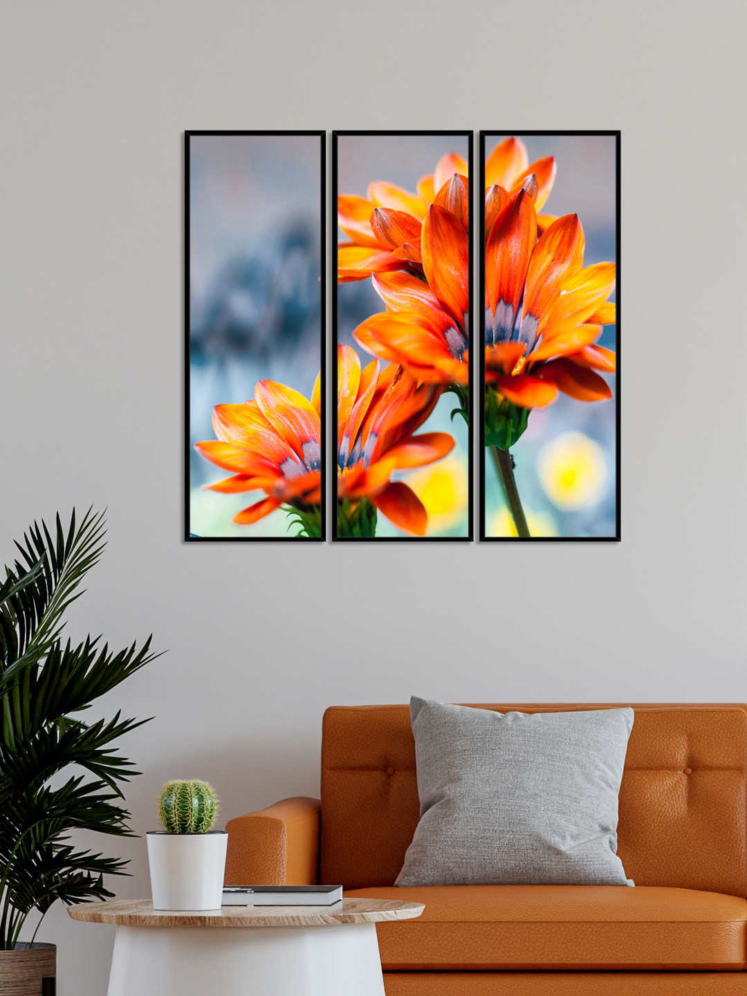 999Store Beautiful Gerbera Flower Canvas 3 Piece Wall Paintings Wall Art - 29.9 x 10.2In