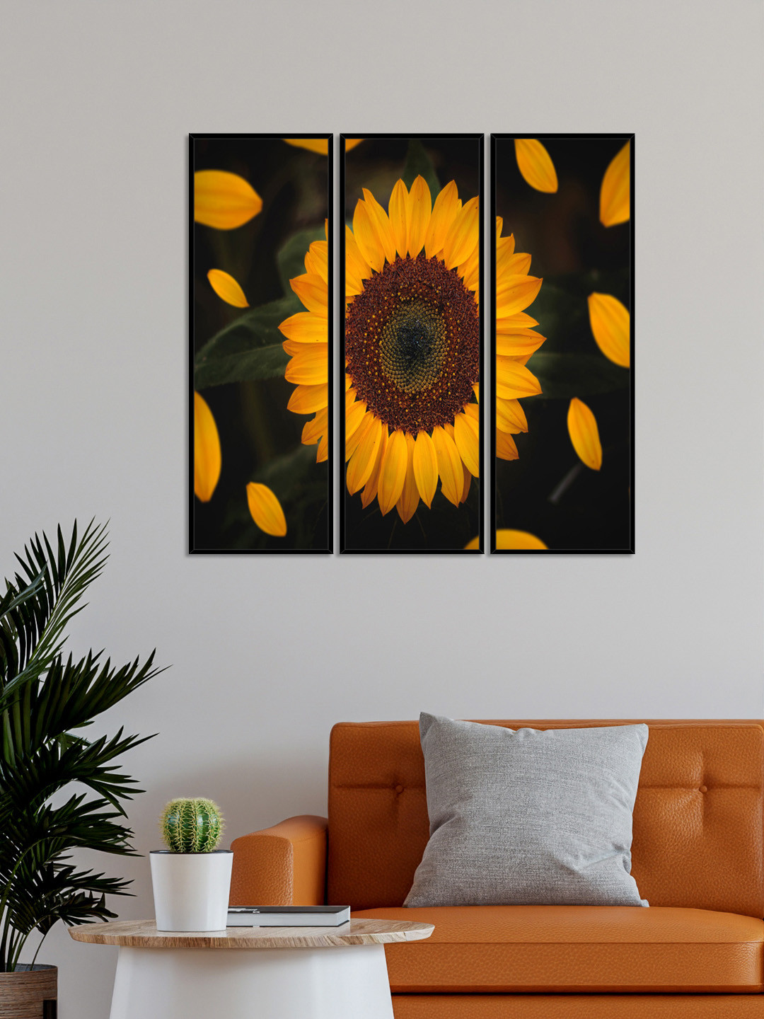 999Store Set of 3 Brown & Yellow Beautiful Sunflower Painting Wall Art