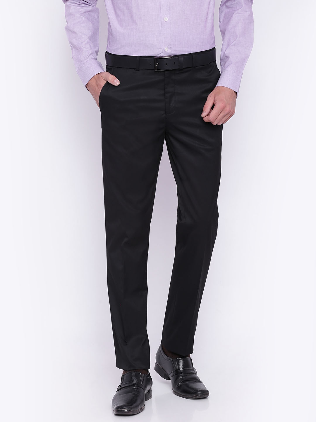 LeeMount Cotton Men Slim Fit Black Formal Trousers Size 2840 Inch