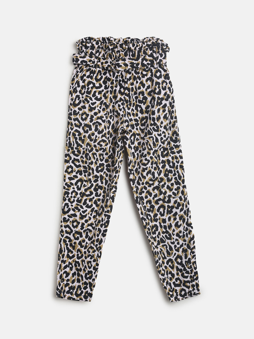 TALES & STORIES Girls Multicoloured Animal Printed Cotton Pleated Trousers
