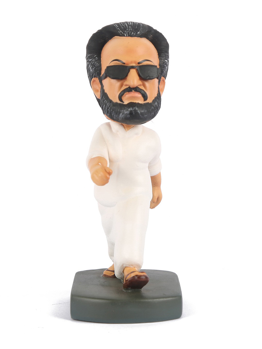 Awestuffs Rajnikanth Thalaiva White Polyresin Matte Home Office Medium Showpiece - 5.9 Inches