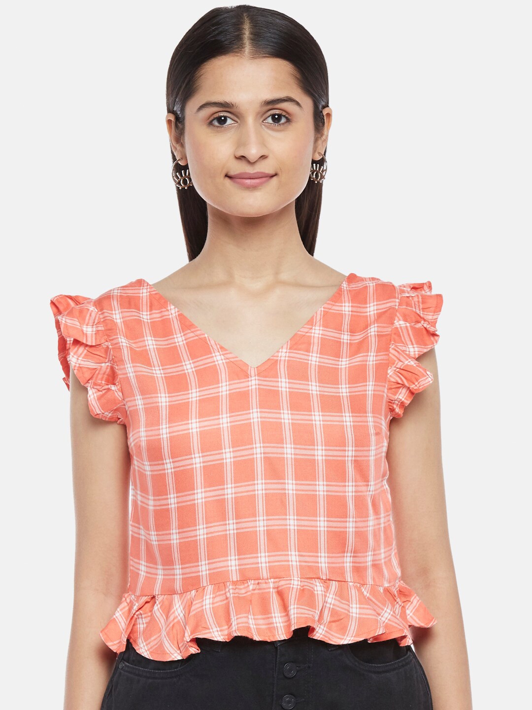 People Pink Checked Top