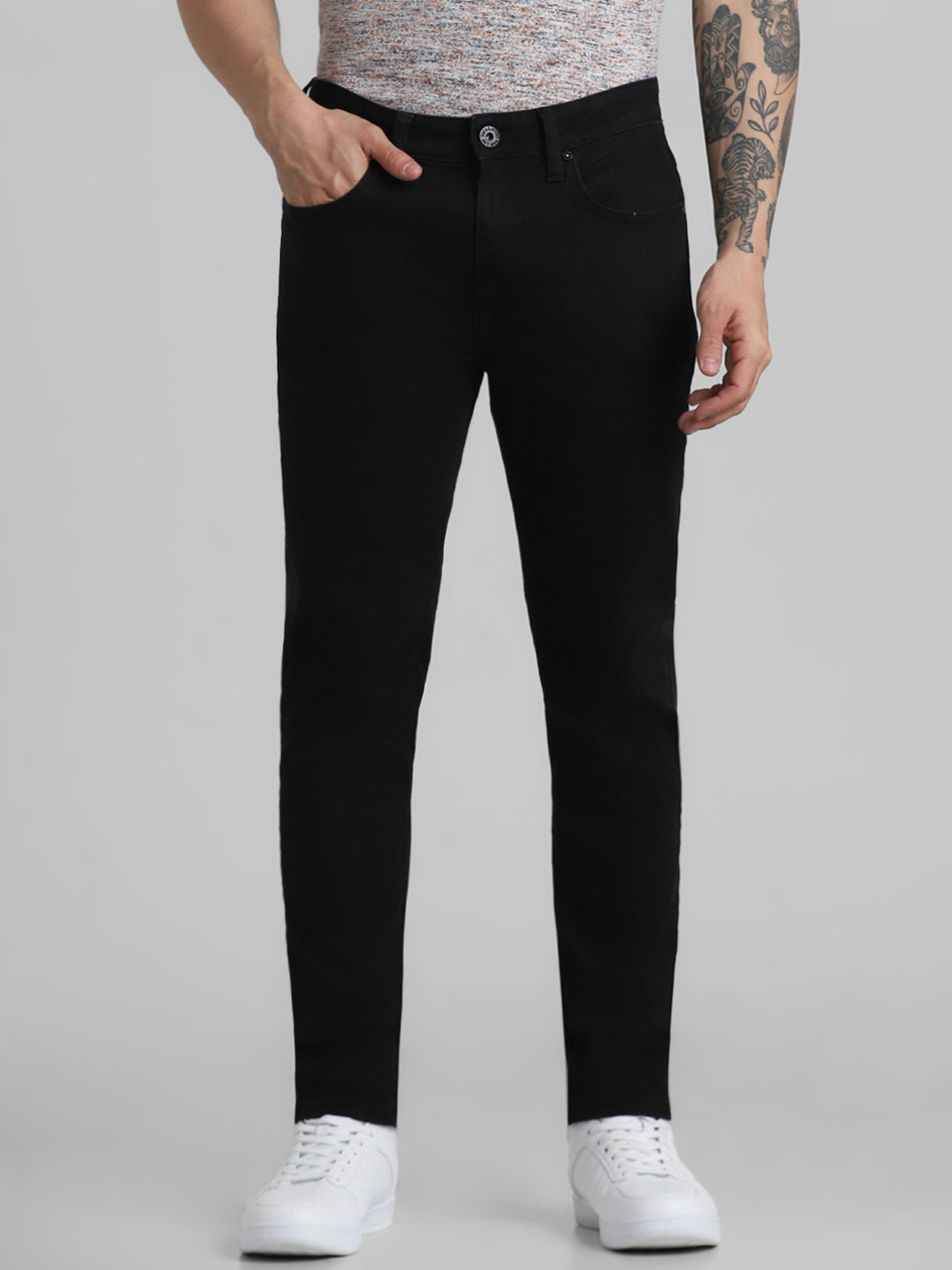 Jack & Jones Men Black Low-Rise Jeans