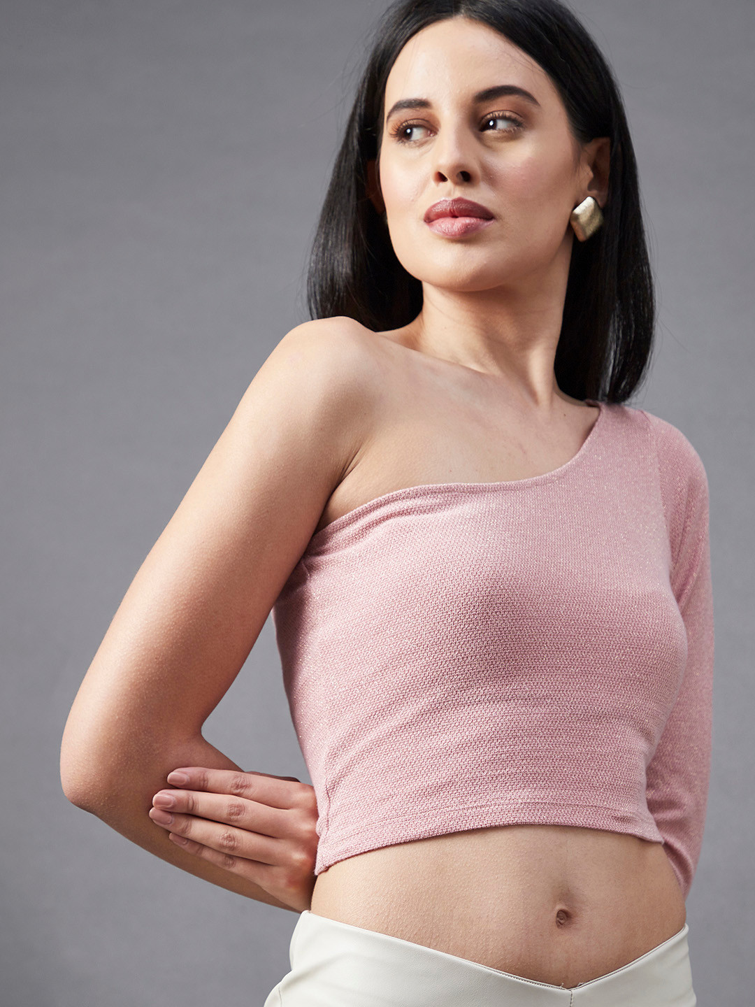 Rigo One Shoulder Wrap Cotton Crop Top