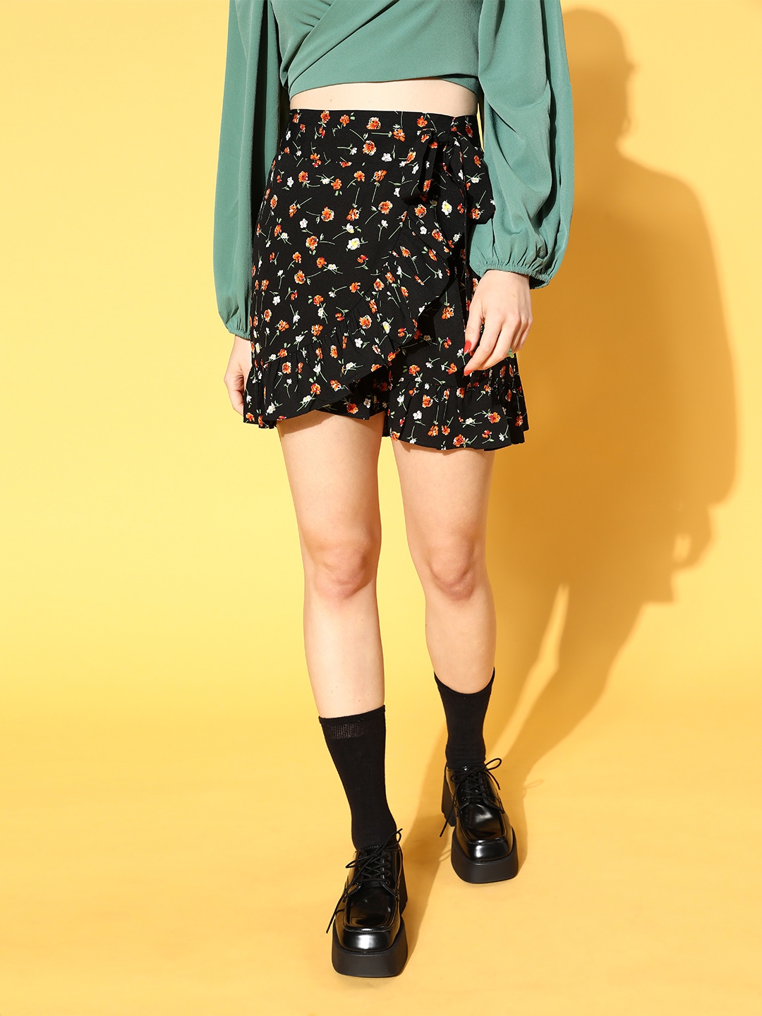 Buy Berrylush Women Stylish Black Floral Wrap It Up Skirt Skirts for Women 17535472 Myntra