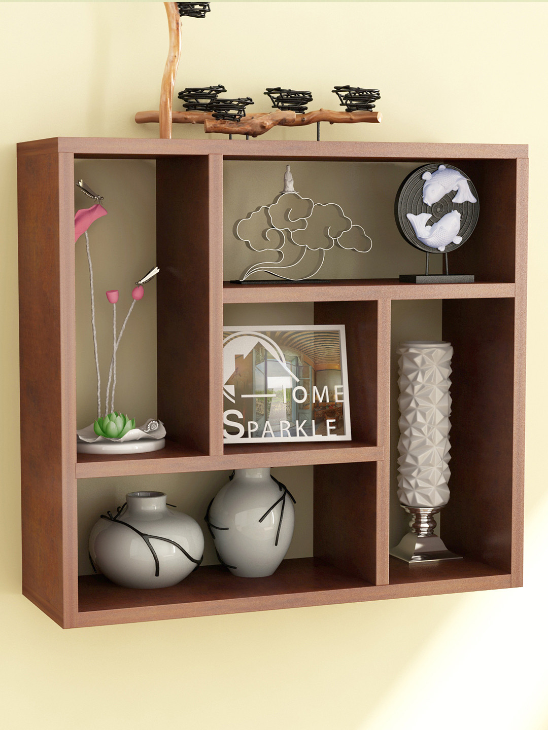 Home Sparkle Brown Wall Shelf