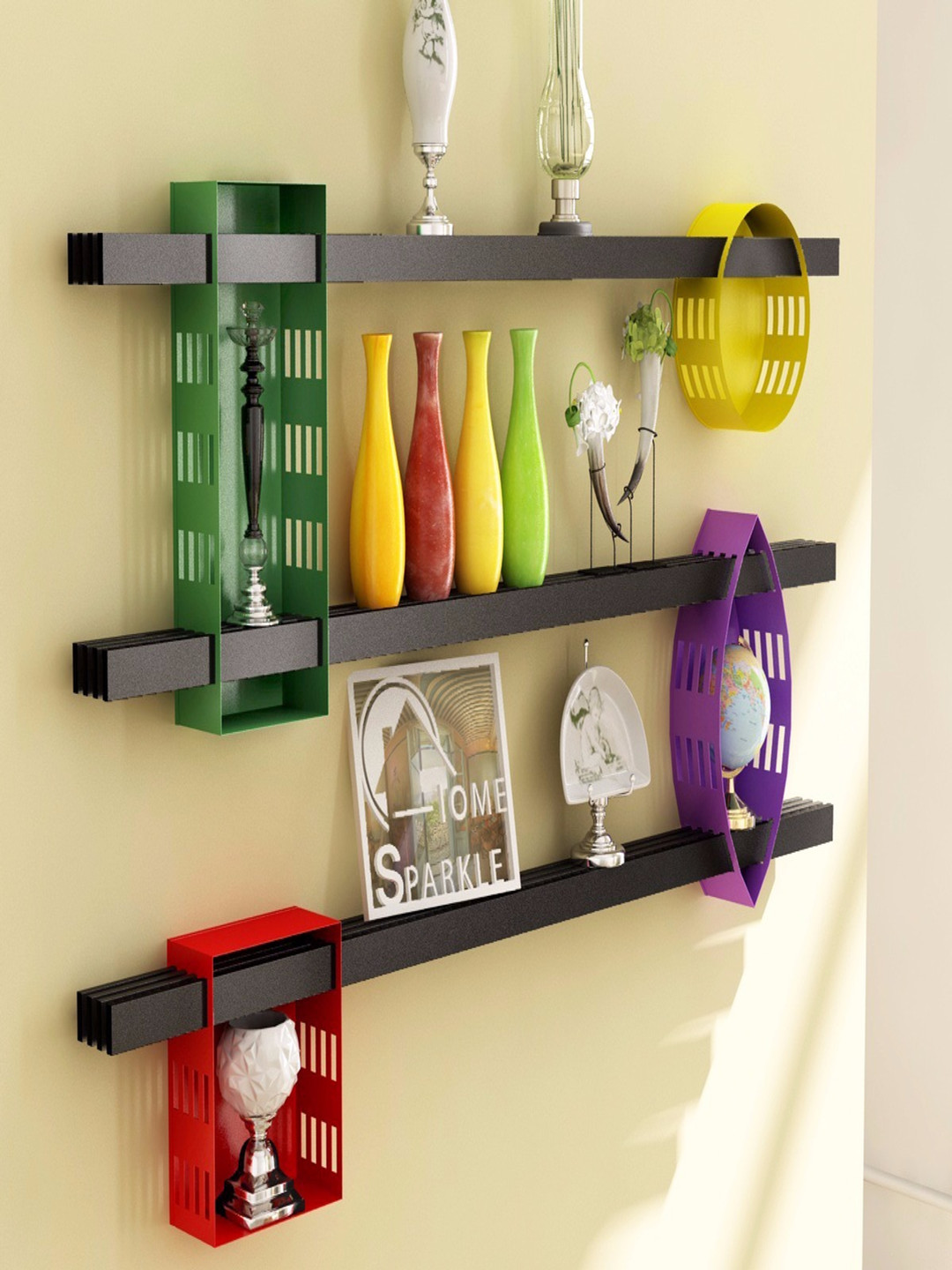 Home Sparkle Multicoloured DIY Cubic Wall Shelf