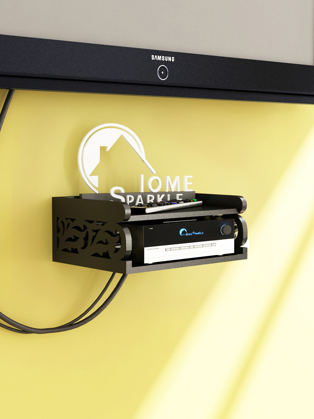 Home Sparkle Black Set Top Box Holder