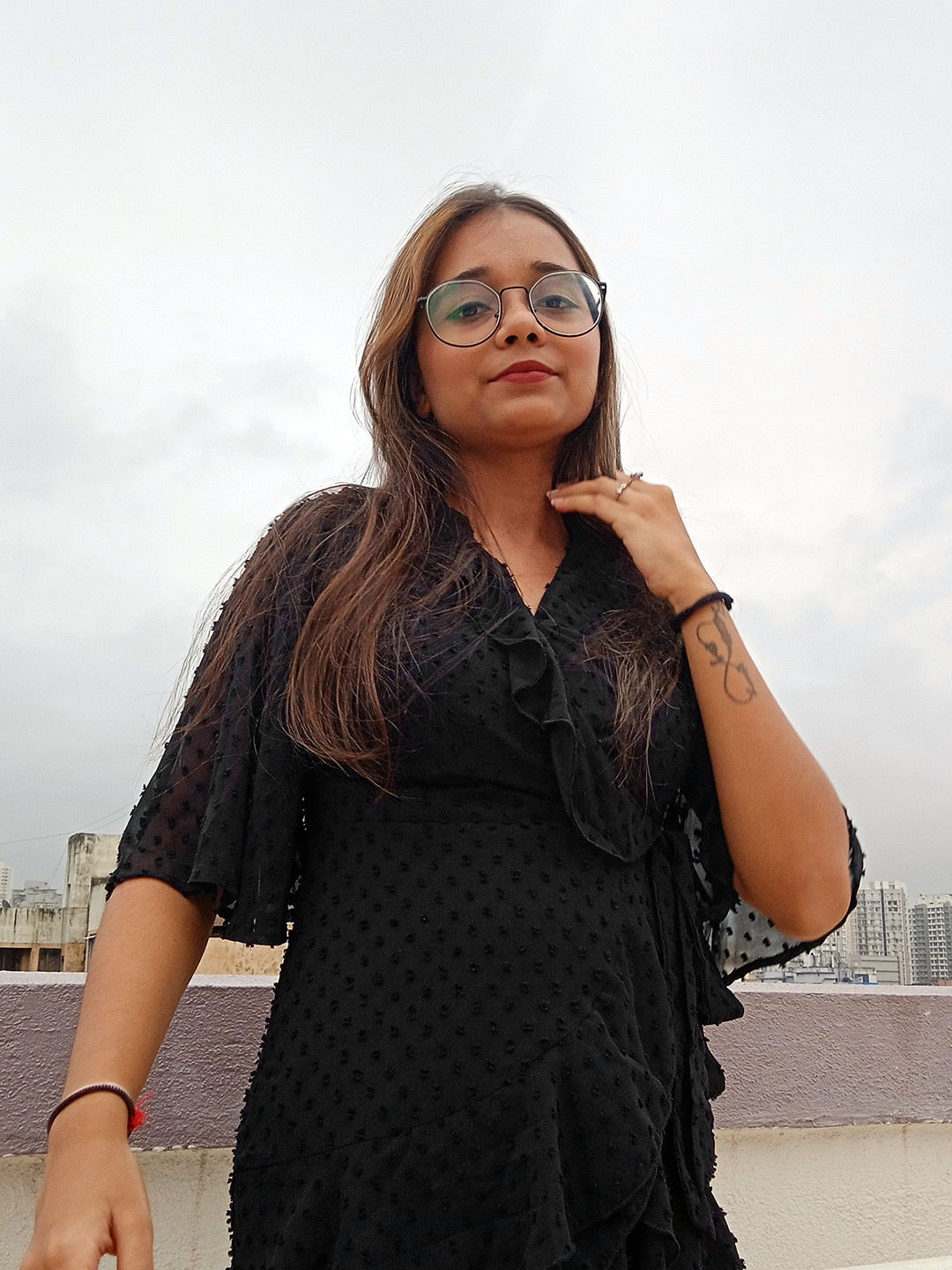 Tokyo Talkies Women Black Wrap Mini Dress