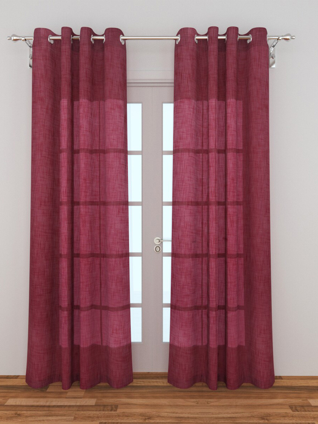 Home Centre Red Set of 2 Sheer Door Curtain