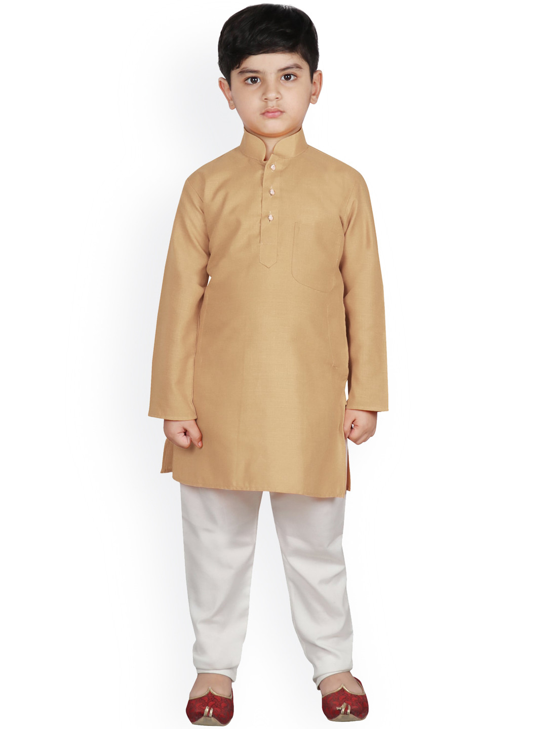 SG YUVRAJ Boys Beige Kurta with Pyjama