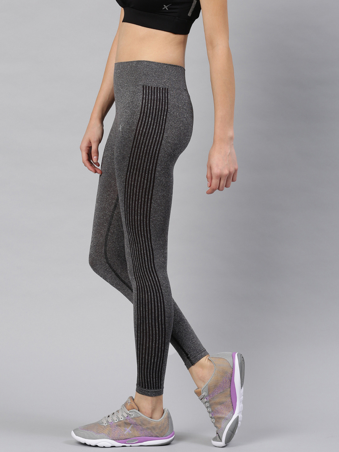 HRX by Hrithik Roshan Charcoal Grey Anti-Microbial Seamless Active Tights