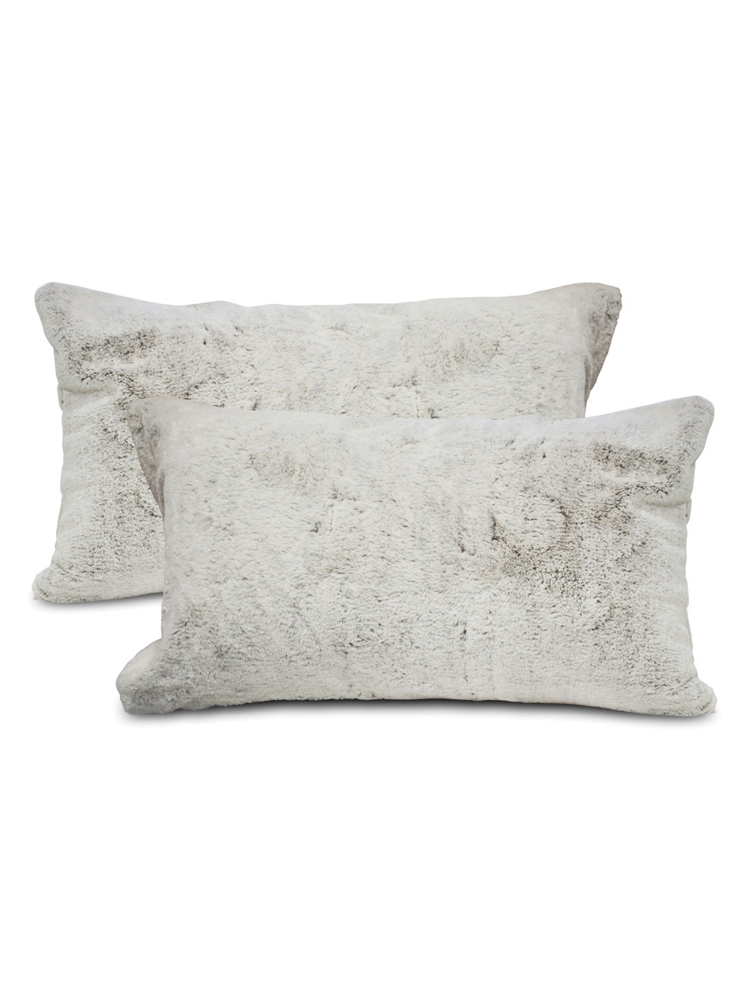 Divine Casa Set of 2 Off-White & Brown Fluffy Faux Fur Pillow Covers