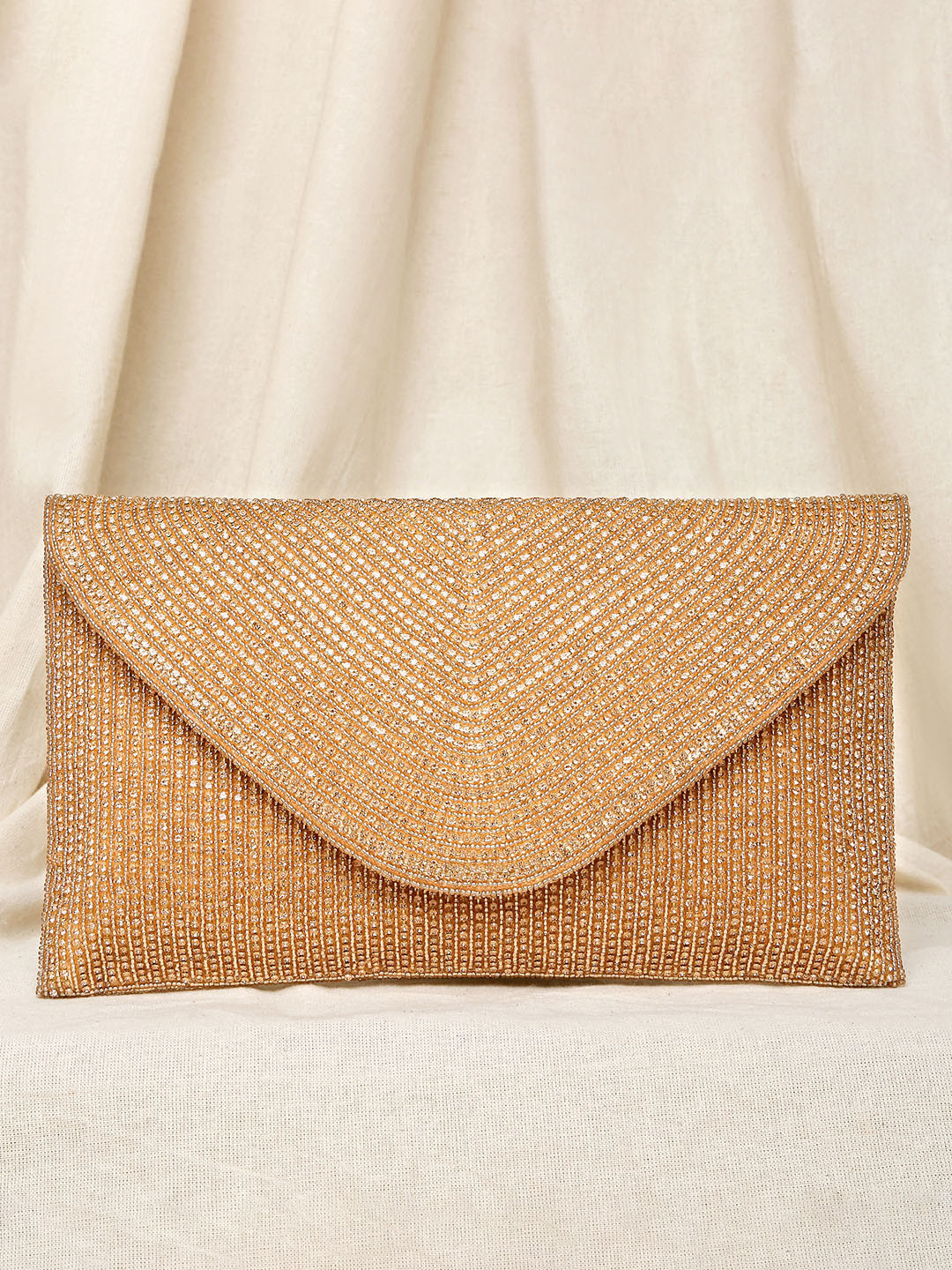 Peora Rose Gold Embellished Purse Clutch