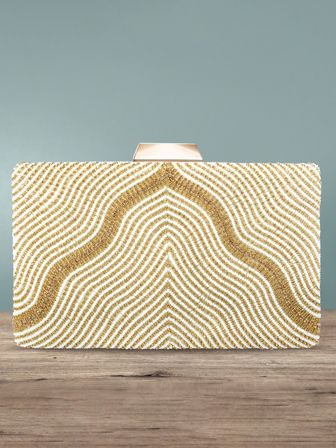 Peora White Embellished Purse Clutch