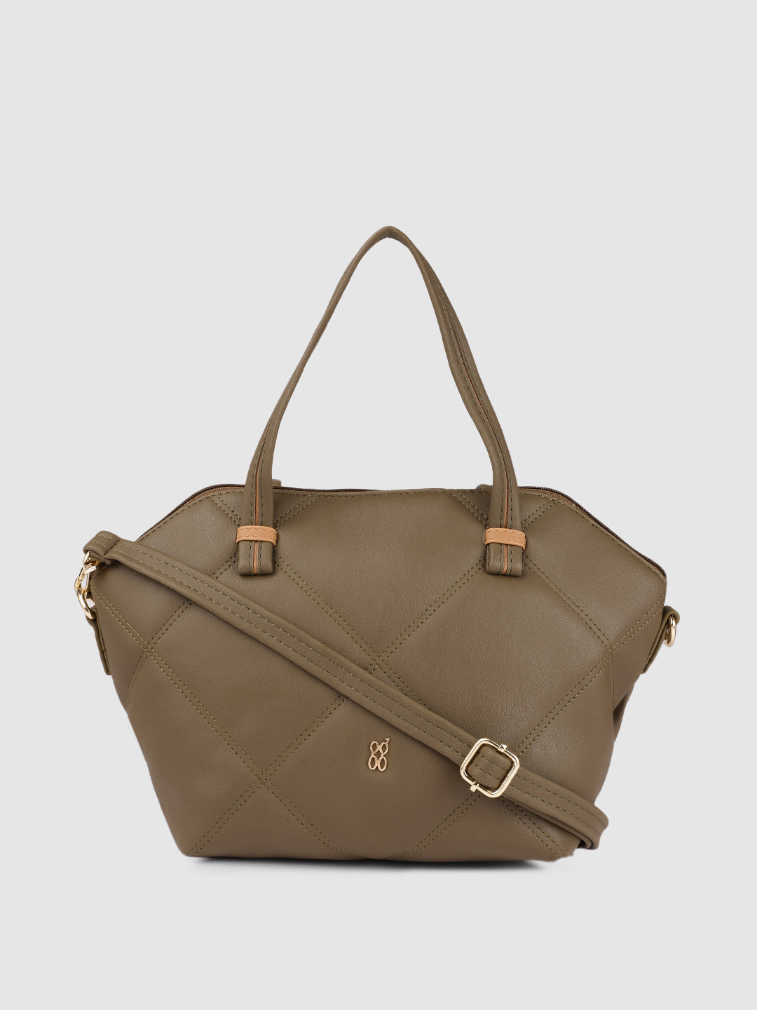 Baggit Green Textured Bucket Handheld Bag with Quilted