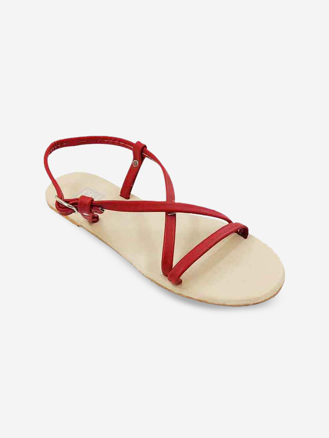 POSTCARD Women Beige & Red Open Toe Flats
