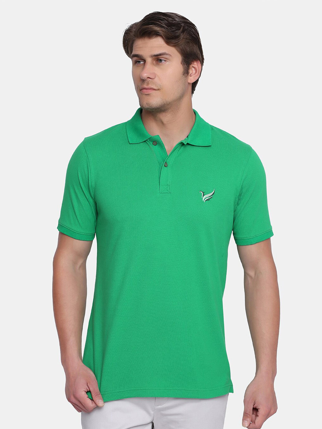 Blackberrys Men Green Polo Collar Slim Fit T-shirt