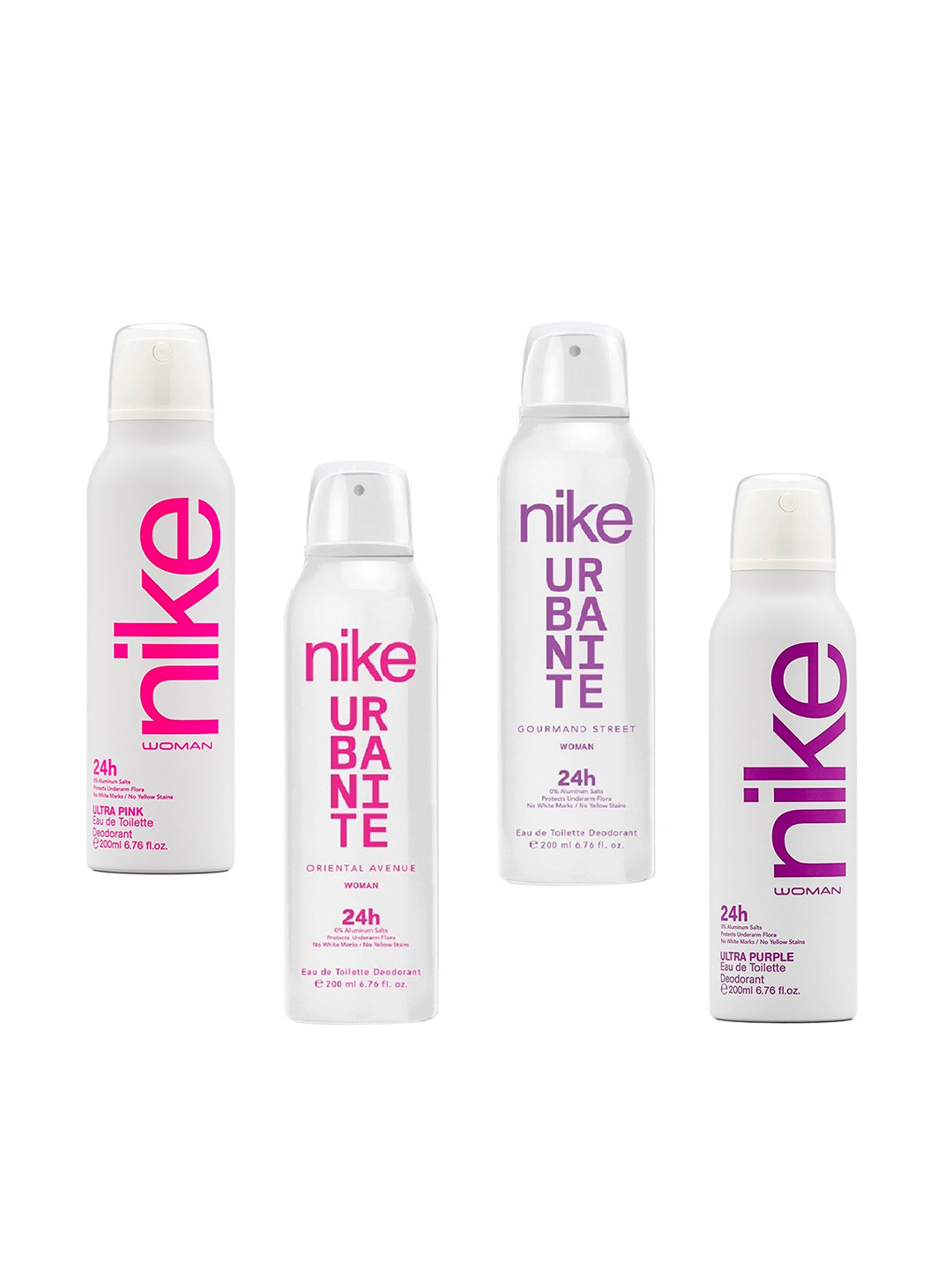 Nike Fragrances Women Set Of 4 Transparent Ultra & Urbante Series Deodorant Spray