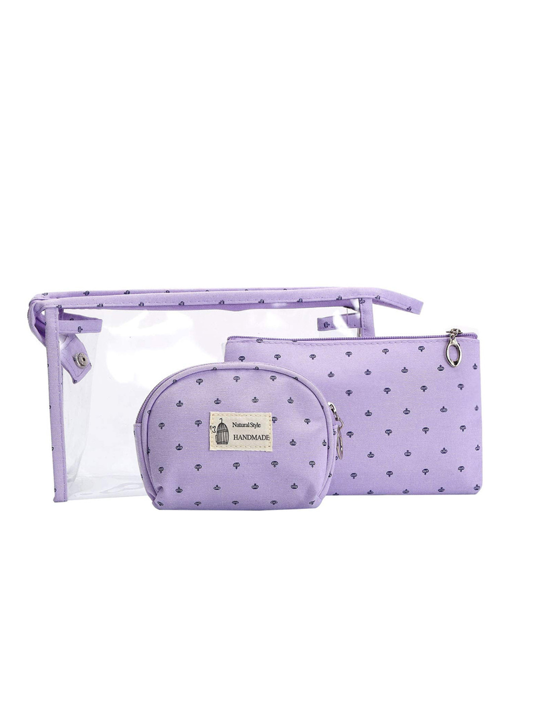 Awestuffs Set of 3 Purple Makeup Travel Toiletry Kit