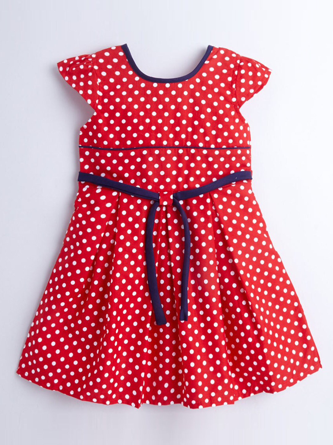 The Magic Wand Girls Red & White Polka Dots Printed Fit & Flare Dress