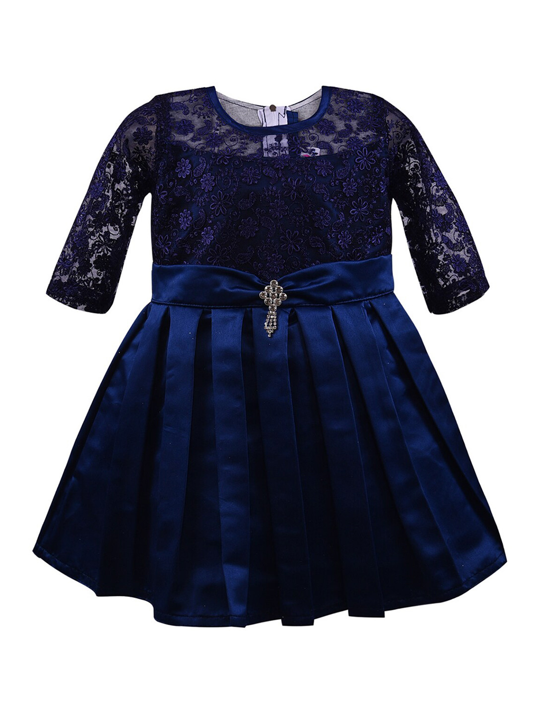 Wish Karo Navy Blue Satin Dress