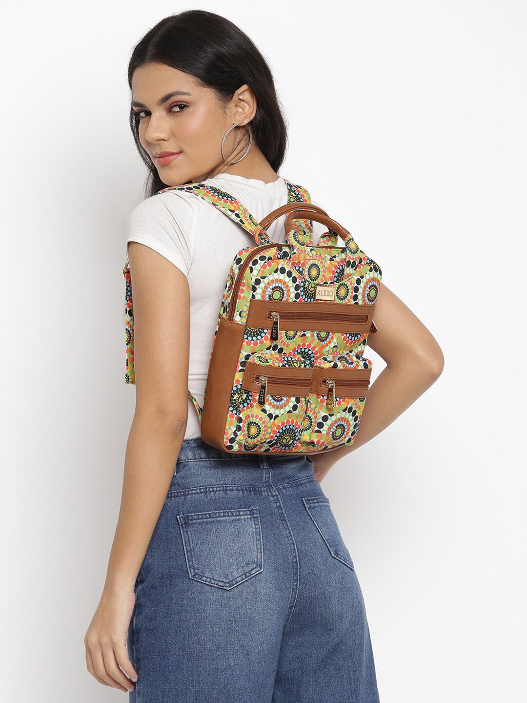 KLEIO Women Printed Canvas Backpack