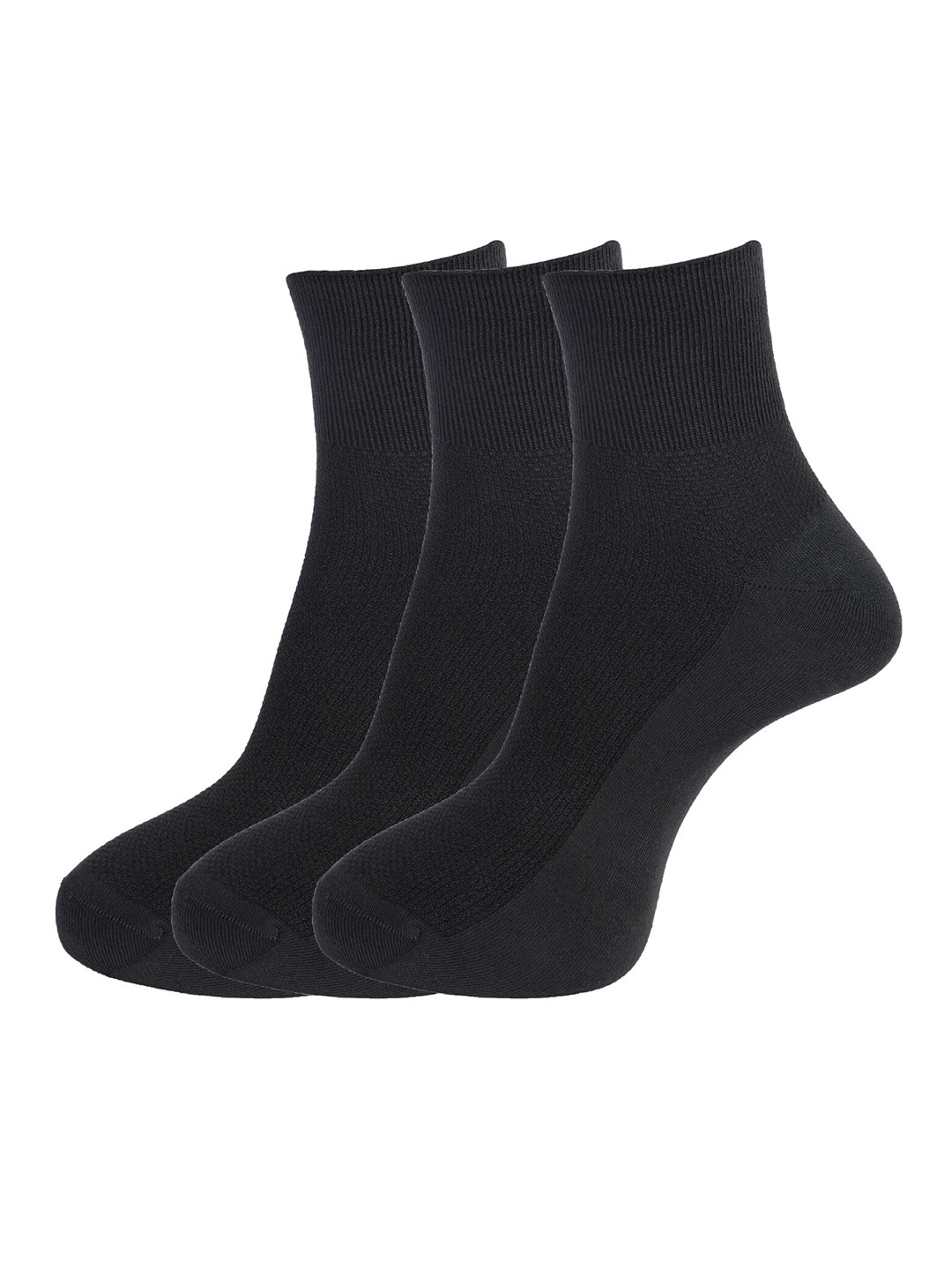 Dollar Socks Men Pack Of 3 Black Solid Ankle-Length Cotton Socks