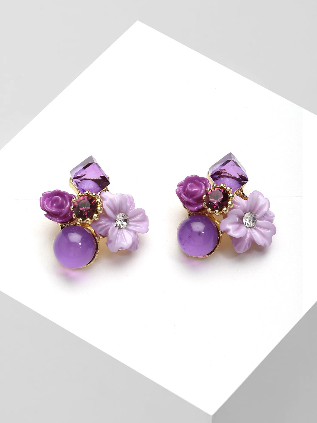 AVANT-GARDE PARIS Purple Floral Handcrafted Studs Earrings