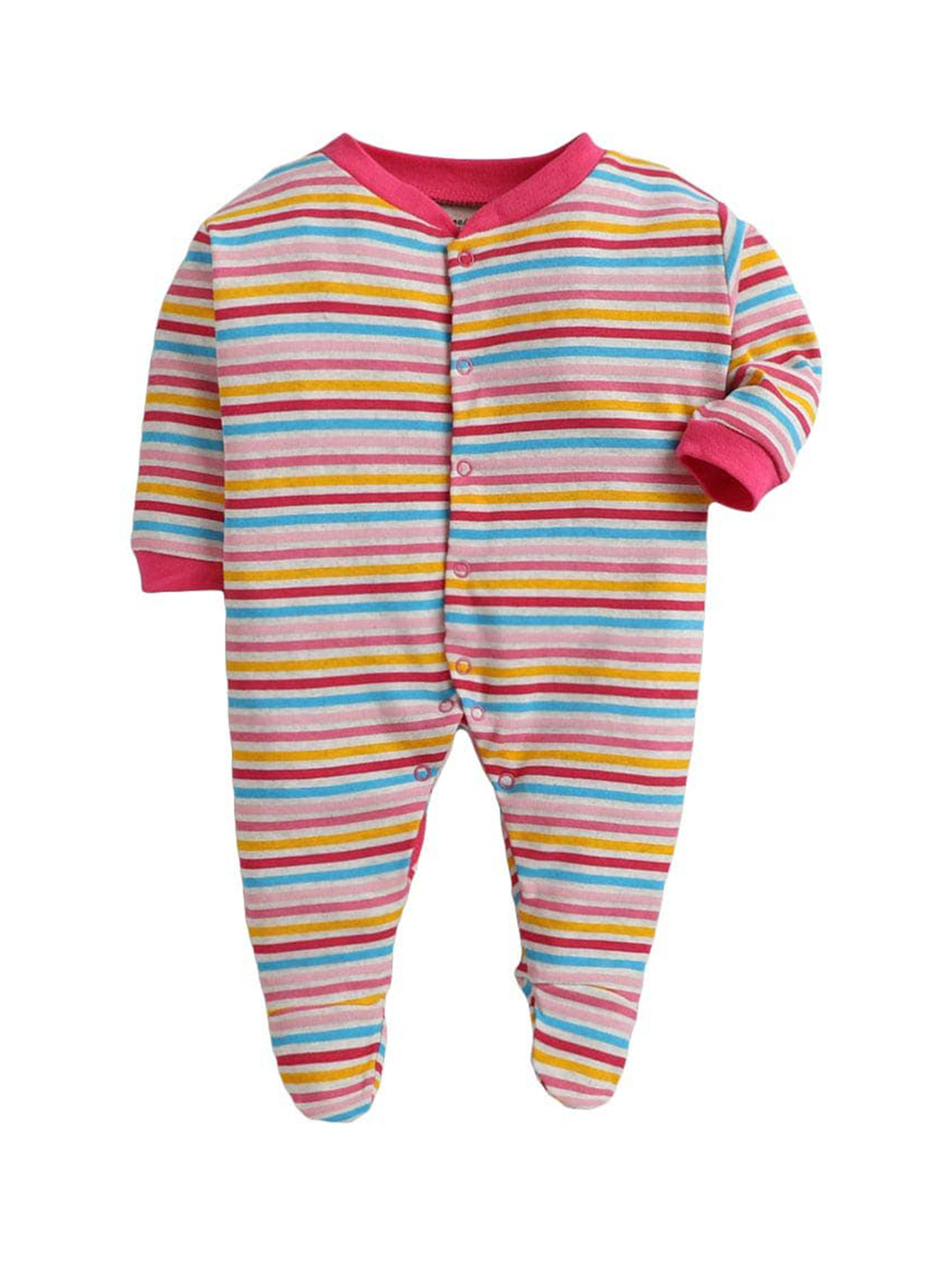 The Magic Wand Infant Kids Grey & Red Striped Cotton Sleepsuit