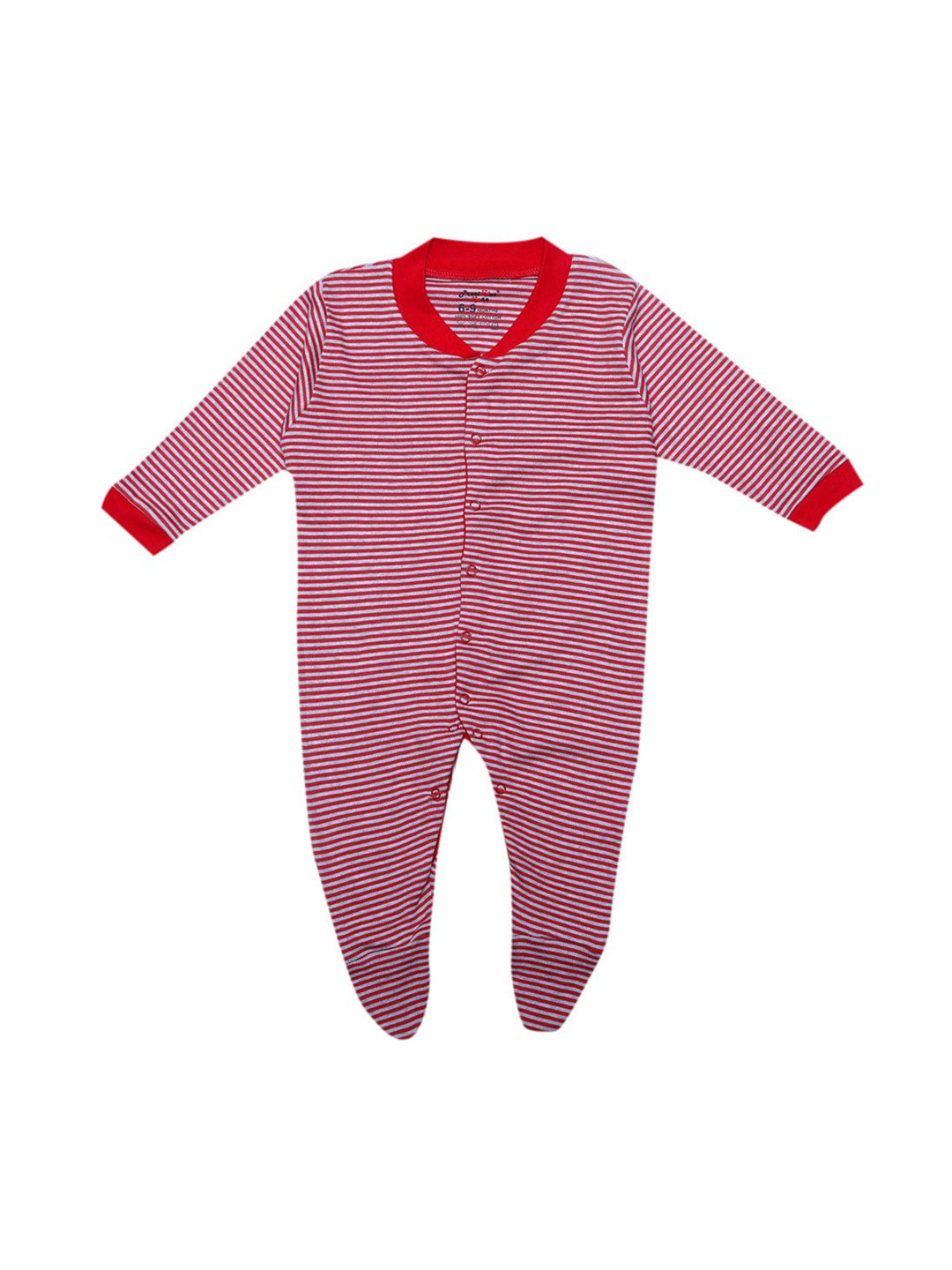 The Magic Wand Infant Kids Grey & Red Striped Cotton Sleepsuit