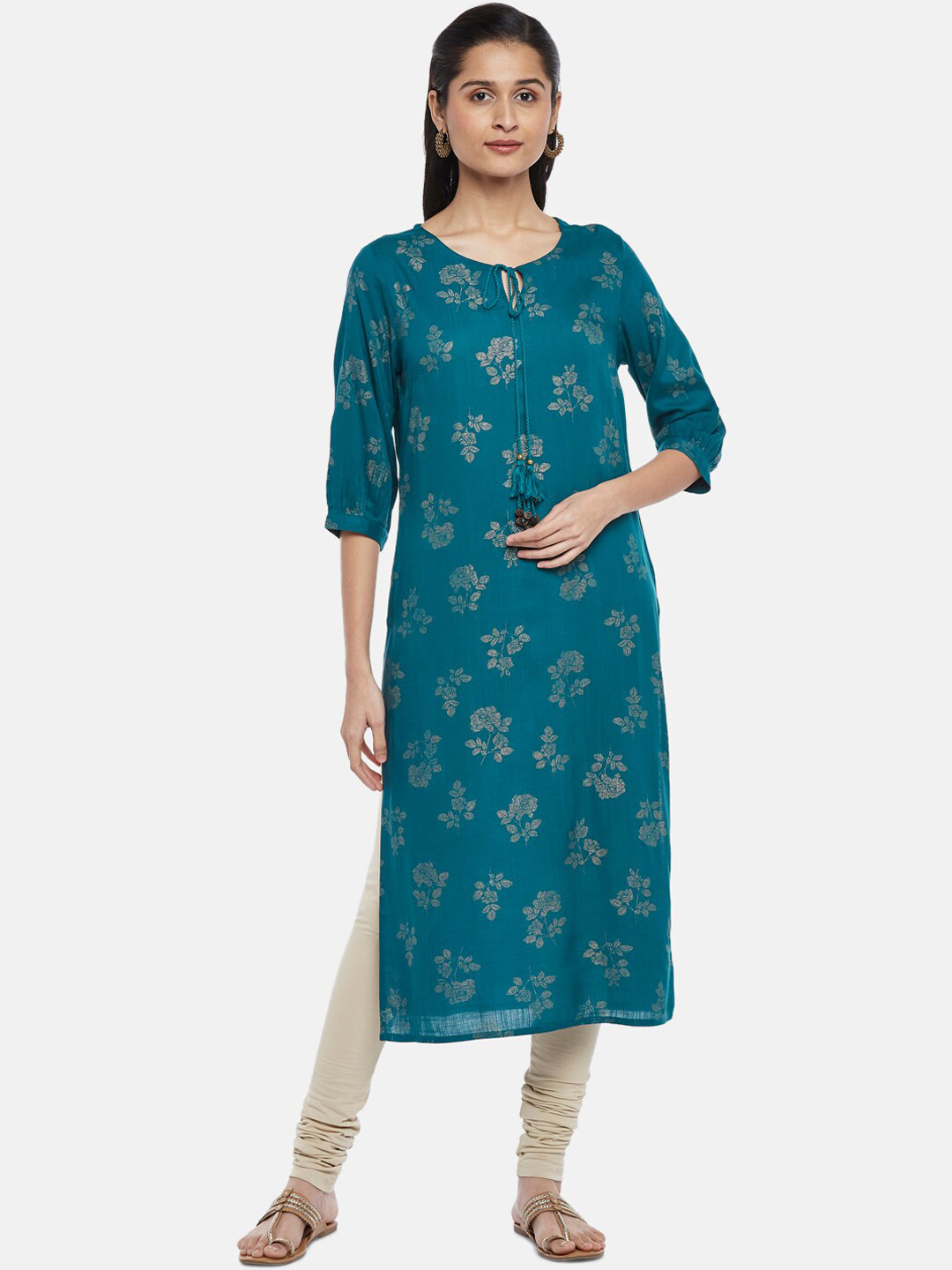 RANGMANCH BY PANTALOONS Women Teal Ethnic Motifs Kurta