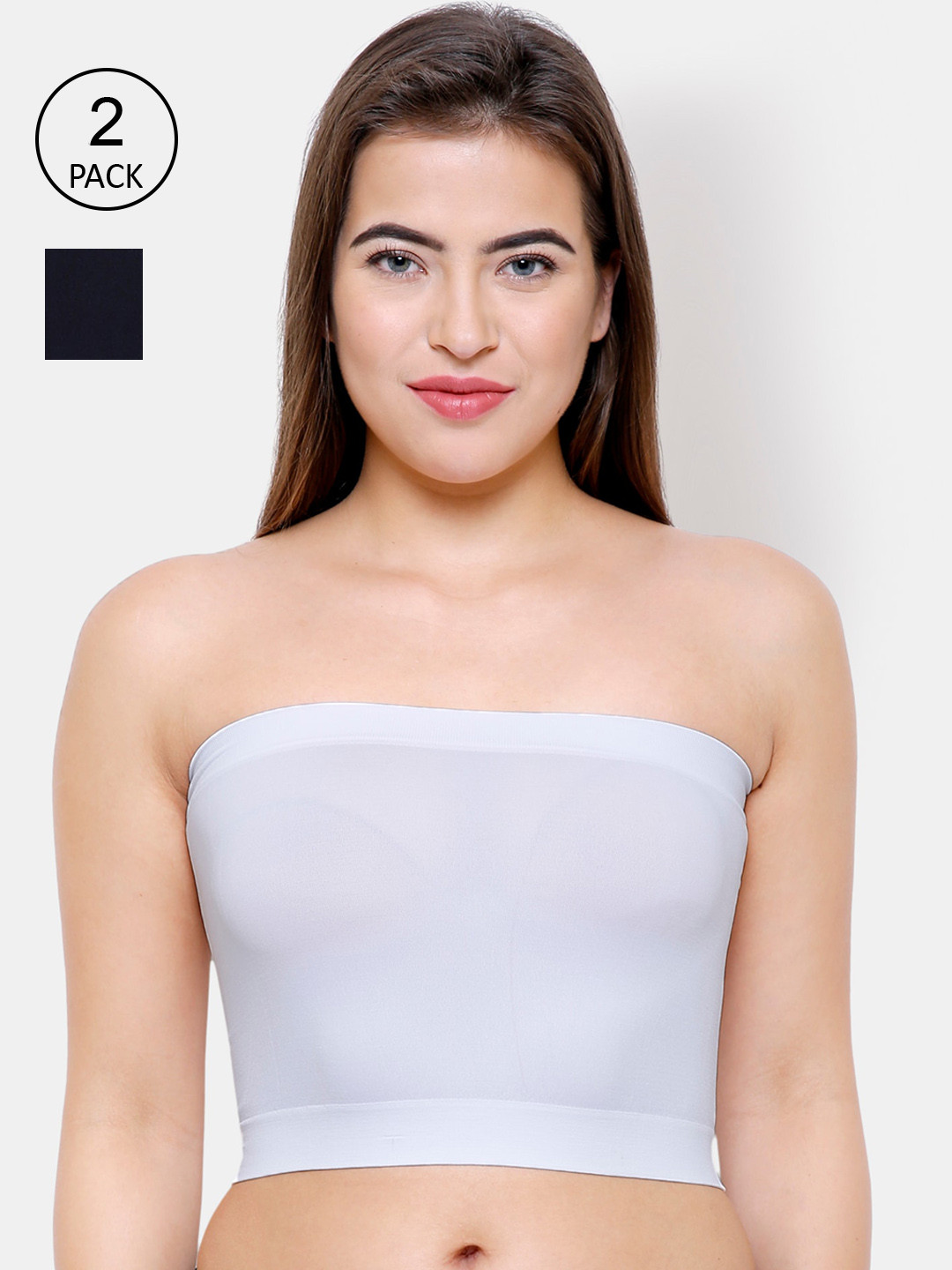 FashionRack Women Pack of 2 Black & White Strapless Camisoles