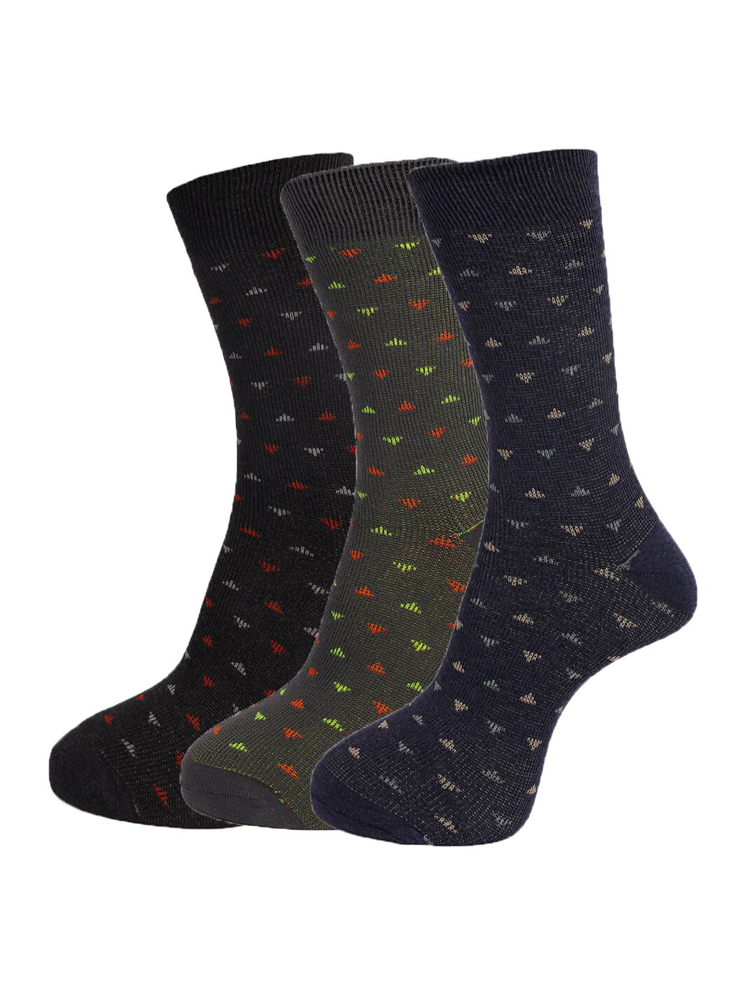 Dollar Socks Men Pack Of 3 Assorted Calf Length Cotton Socks