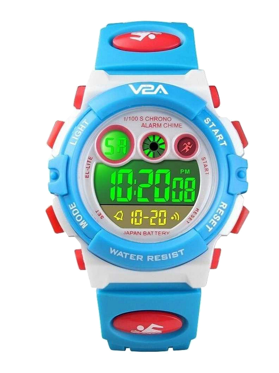V2A Unisex Kids Blue Patterned Dial & Blue Straps Digital Multi Function Watch