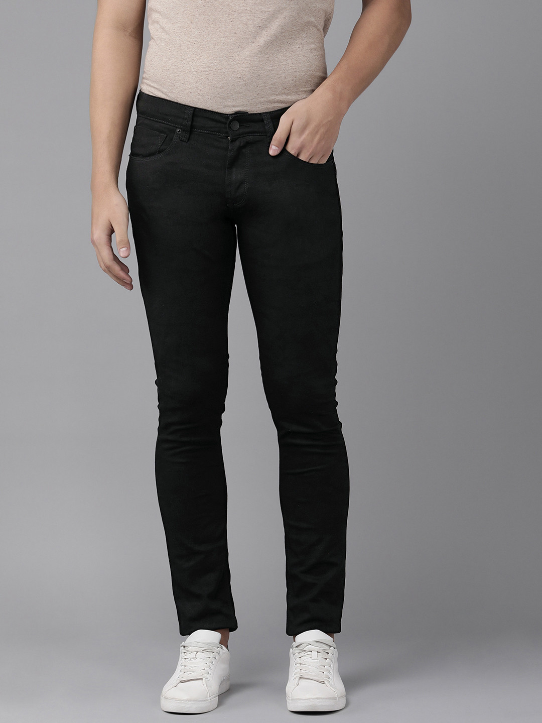SPYKAR Men Black Skinny Fit Low-Rise Stretchable Jeans