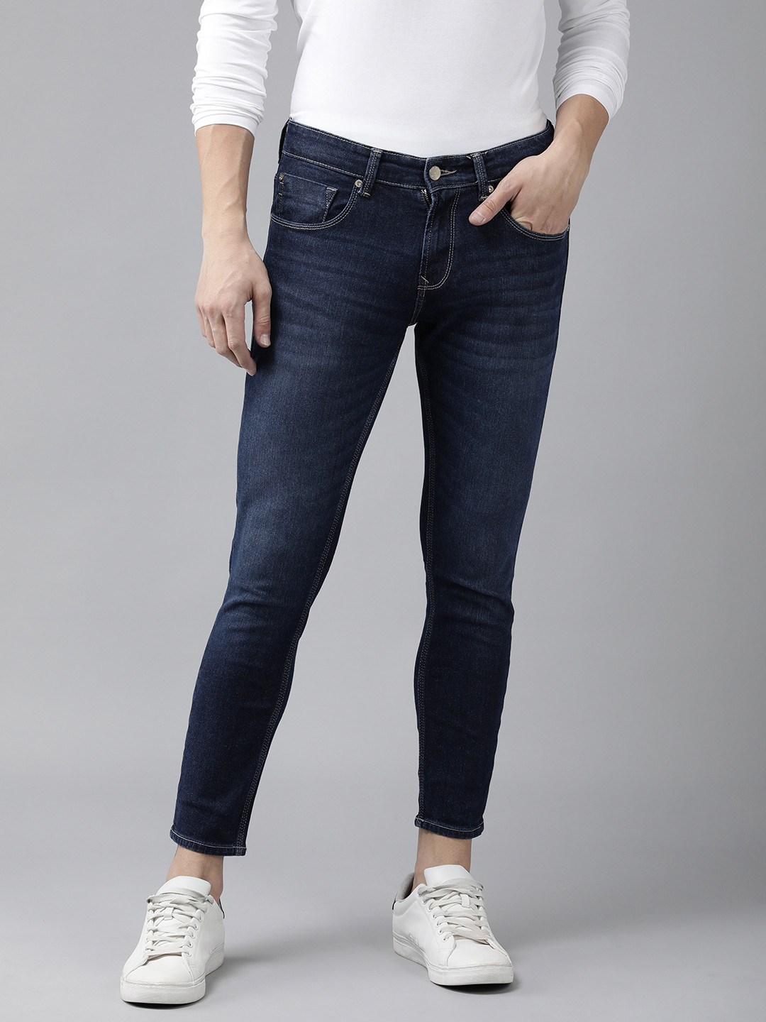 SPYKAR Men Kano Slim Fit Mid-Rise Light Fade Stretchable Jeans