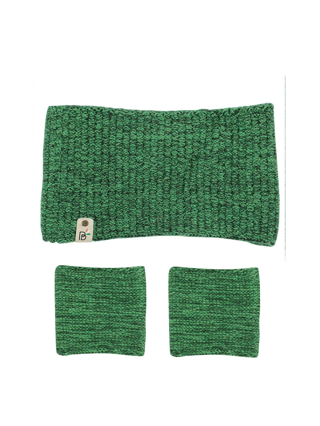 Bharatasya Set Of 2 Green Knitted Headband and Wristbands
