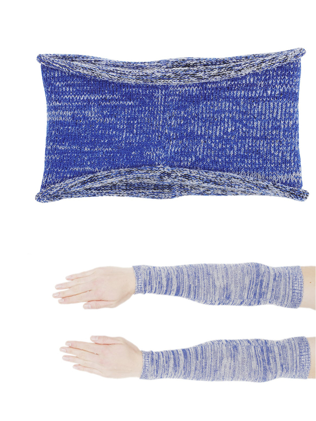 Bharatasya Unisex Blue Solid Sports Headband With Sun Protection Arm Sleeves Cover