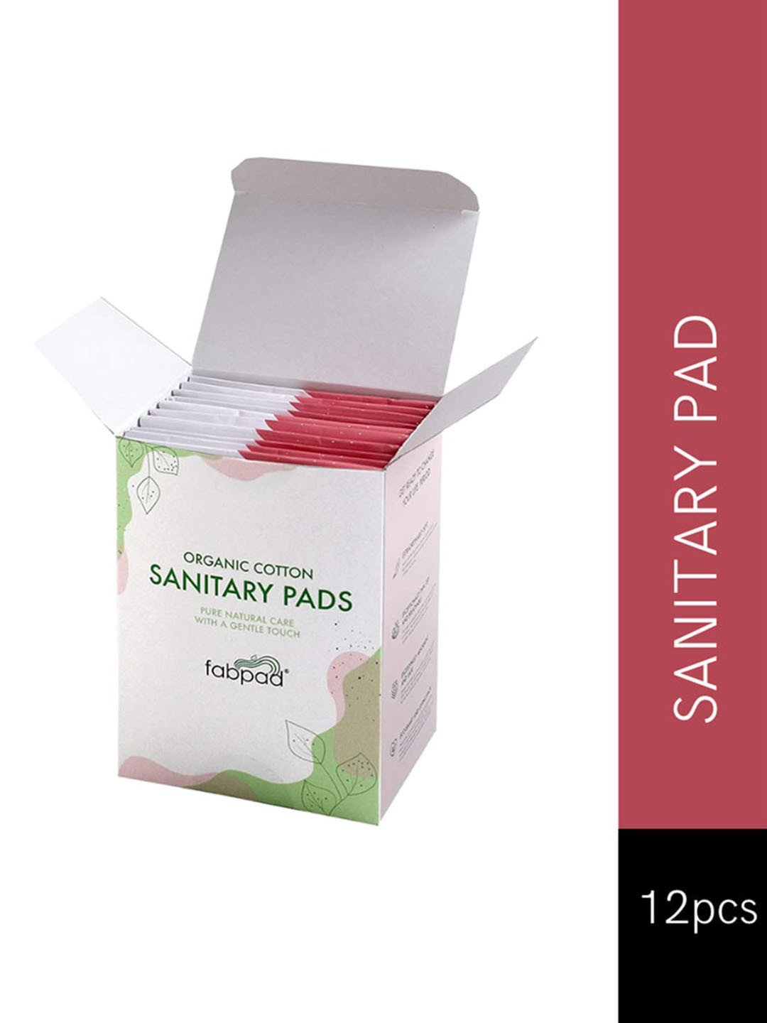 fabpad Set of 10 Organic Cotton Ultra Thin Heavy Flow Sanitary Pads with Disposable Cover