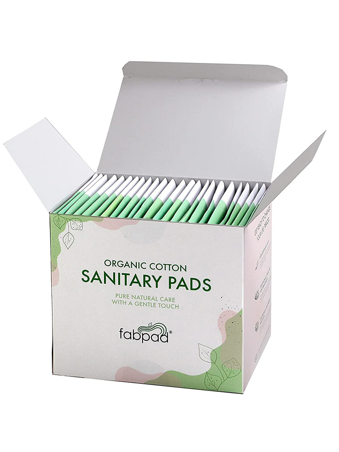 fabpad Set of 24 Organic Cotton Ultra Thin Medium Flow Sanitary Pads with Disposable Cover