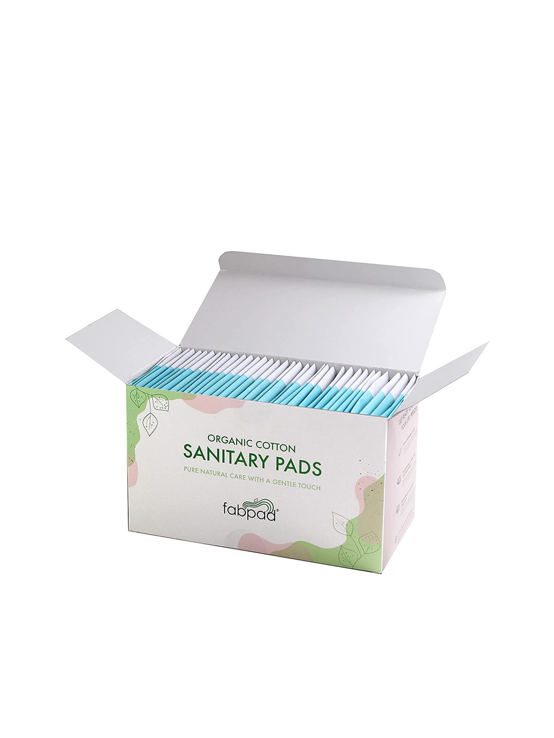 fabpad Set of 36 Organic Cotton Ultra Thin Light Flow Sanitary Pads with Disposable Cover