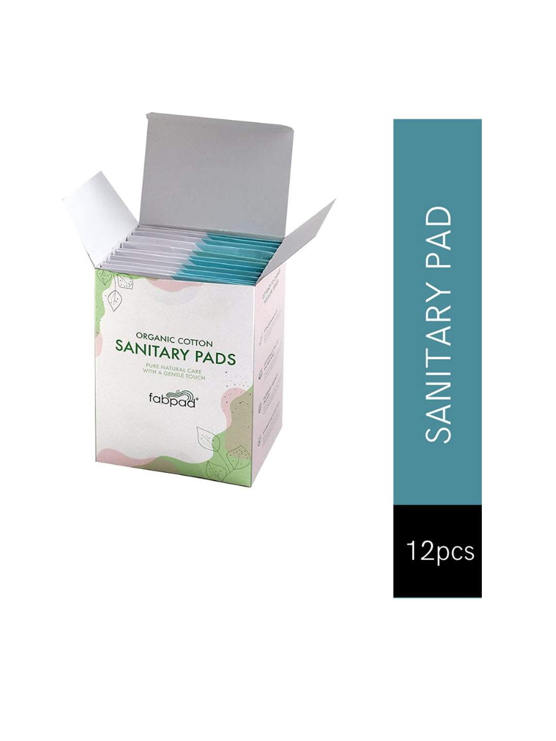 fabpad Set of 12 Organic Cotton Ultra Thin Light Flow Sanitary Pads with Disposable Cover