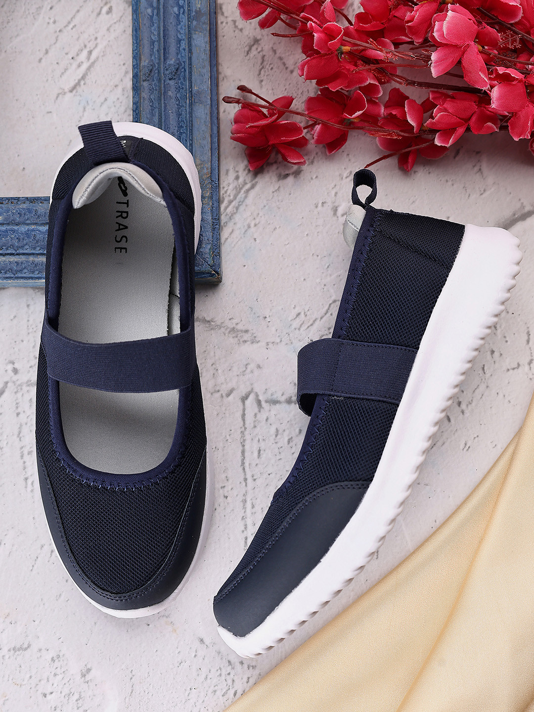 TRASE Women Navy Blue Slip-On Sneakers