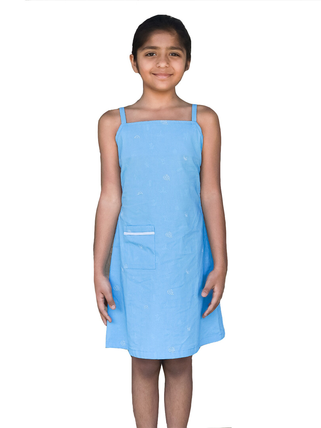 Little Musketeer Girls Sky Blue Solid Cotton Tunic