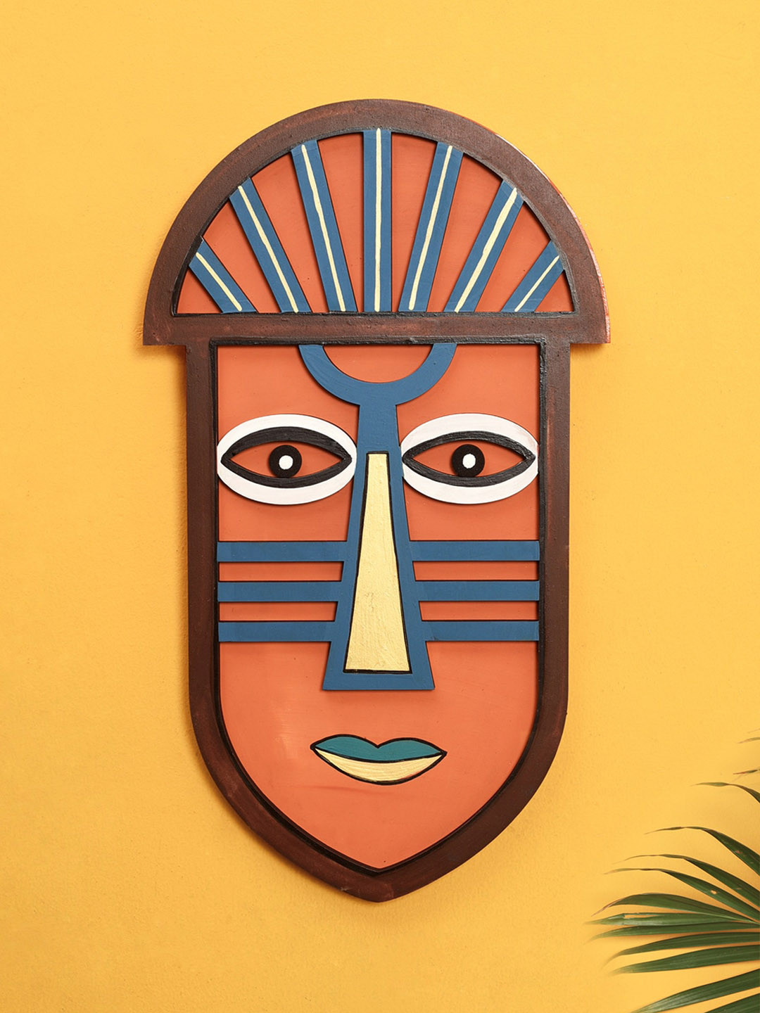 AAKRITI ART CREATIONS Mask, Archie's Arch Wood Ethnic Motifs Matte Hall Wall Masks-14.2In
