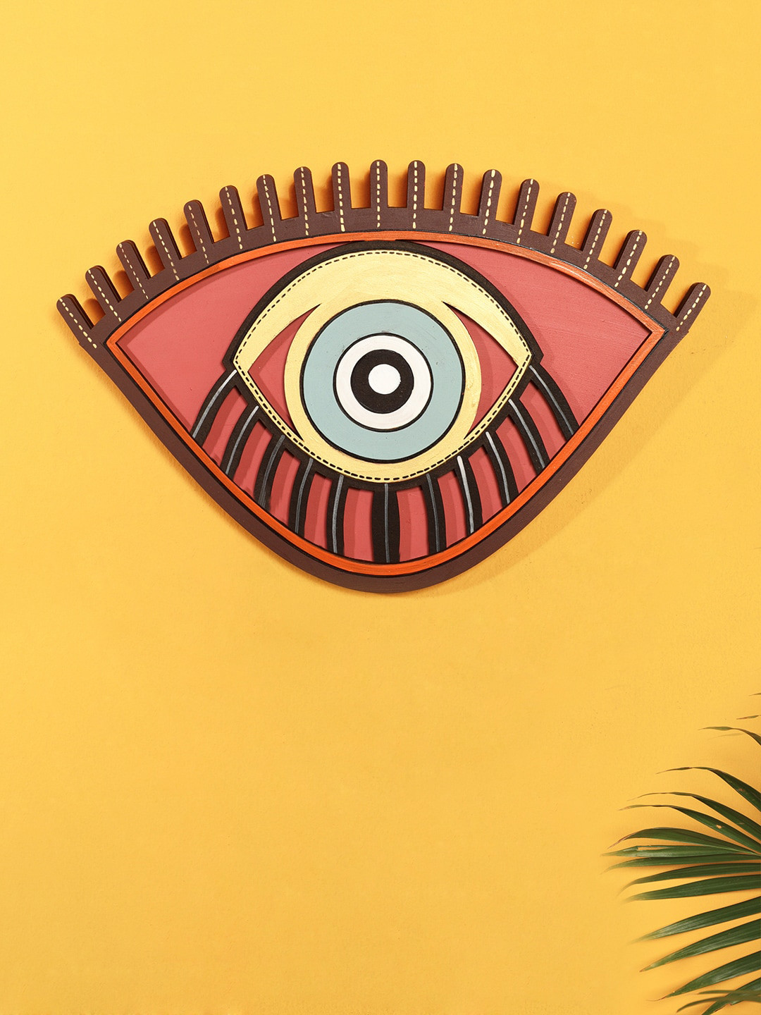 AAKRITI ART CREATIONS Eye of Longevity Wood Matte Hanging Hall Wall Masks-7.9In