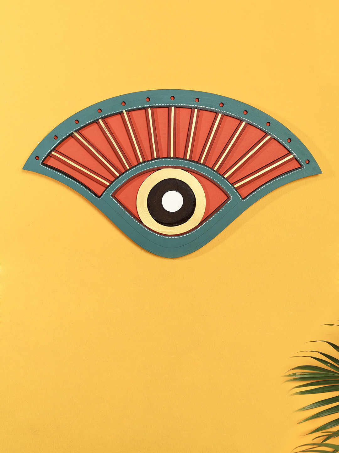 AAKRITI ART CREATIONS Ocean's Eyes Wood Matte Hanging Hall Wall Masks-16.1In