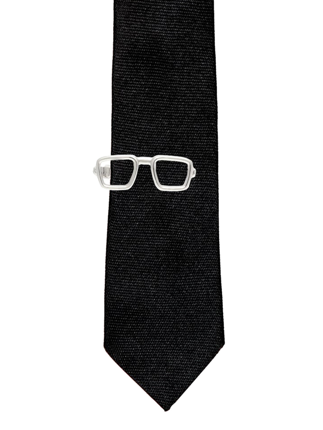 The Tie Hub Men Silver-Toned Square Spectacles Shape Tie Pin